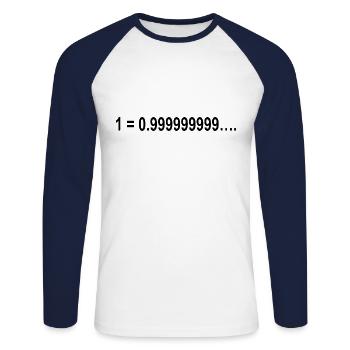 Formula Math Mathematical 1 = 0.999999999…. - Unisex Long Sleeve Baseball T-Shirt - white/navy - Front - Nik (191cm)