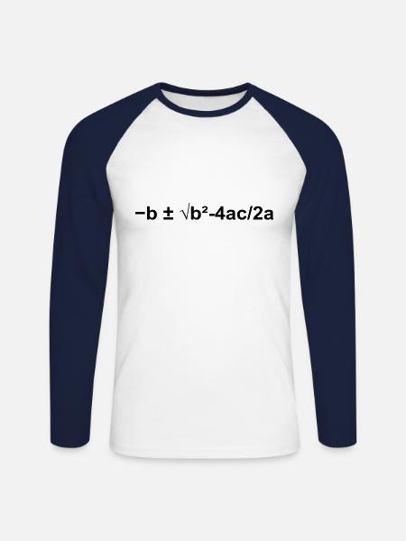 Neliöyhtälön matematiikan kaava - Miesten pitkähihainen baseballpaita - valkoinen/laivasto