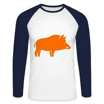 Wild boar hunter - Unisex Long Sleeve Baseball T-Shirt - white/navy - Front - Nik (191cm)
