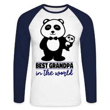 Best Grandpa in the World - Unisex Long Sleeve Baseball T-Shirt - white/navy - Front - Nik (191cm)