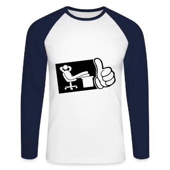bureau de travail chill thumb - T-shirt baseball manches longues Homme - blanc/marine - Devant - Nik (191cm)
