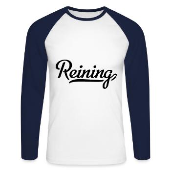 reining - Unisex Baseballshirt langarm - Weiß/Navy - Vorne - Nik (191cm)