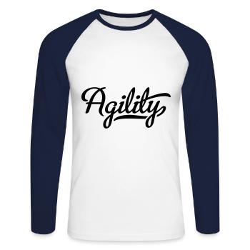 Agility - Unisex Baseballshirt langarm - Weiß/Navy - Vorne - Nik (191cm)