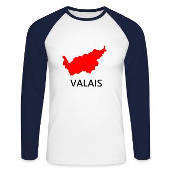Valais Wallis - Unisex Baseballshirt langarm - Weiß/Navy - Vorne - Nik (191cm)