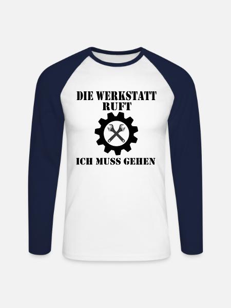 Die Werkstatt ruft - Unisex Baseballshirt langarm - Weiß/Navy