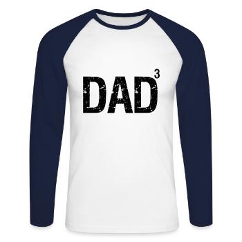Dad von 3 Kindern - Unisex Baseballshirt langarm - Weiß/Navy - Vorne - Nik (191cm)
