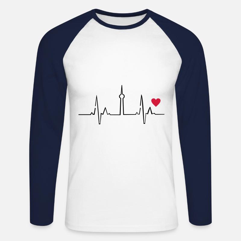 Berlin - Unisex Baseballshirt langarm - Weiß/Navy