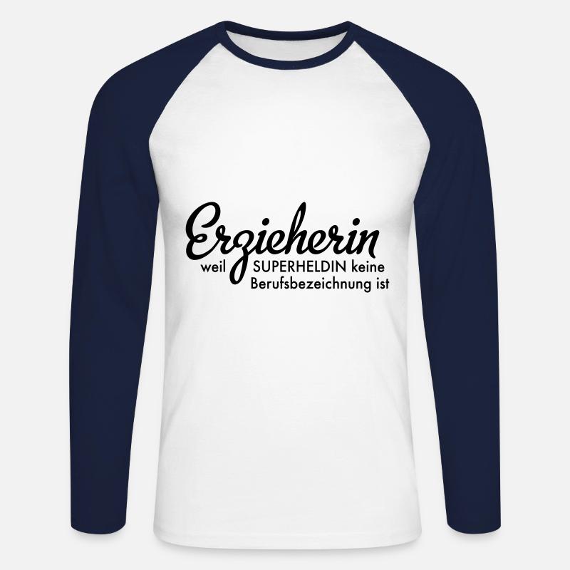 Erzieherin - Unisex Baseballshirt langarm - Weiß/Navy