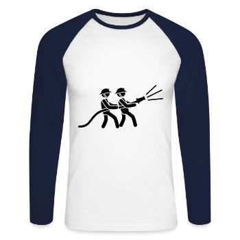 pompiers pompiers icon team - T-shirt baseball manches longues Homme - blanc/marine - Devant - Nik (191cm)