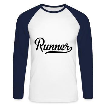 Runner - Unisex Baseballshirt langarm - Weiß/Navy - Vorne - Nik (191cm)