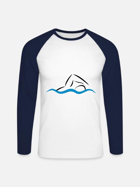 schwimmen - Unisex Long Sleeve Baseball T-Shirt - white/navy