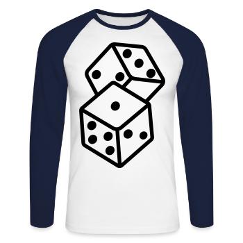 Symbole du casino Dice - T-shirt baseball manches longues Homme - blanc/marine - Devant - Nik (191cm)