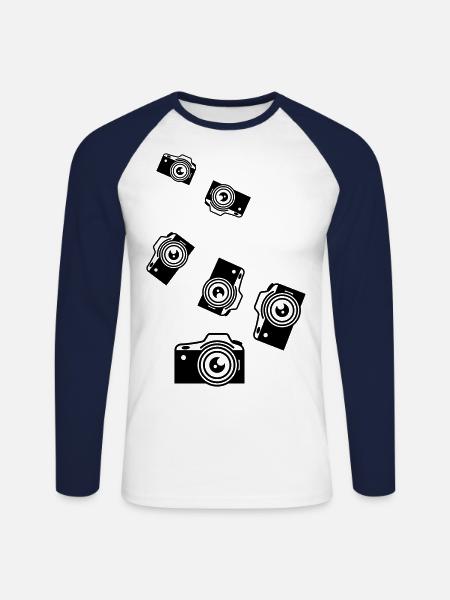 Camera Silhouette icon - Unisex Long Sleeve Baseball T-Shirt - white/navy