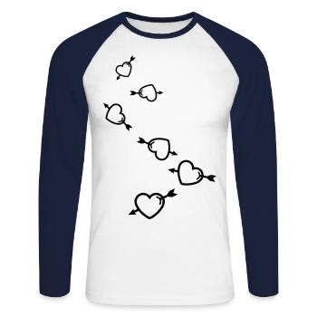 Herz symbol pfeil - Unisex Baseballshirt langarm - Weiß/Navy - Vorne - Nik (191cm)
