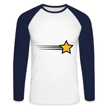 Stern - T-shirt baseball manches longues Homme - blanc/marine - Devant - Nik (191cm)