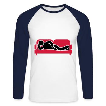 Canapé Canapé Fatigué Icon - T-shirt baseball manches longues Homme - blanc/marine - Devant - Nik (191cm)