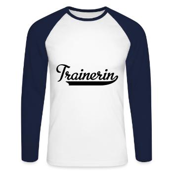 Trainerin - Unisex Baseballshirt langarm - Weiß/Navy - Vorne - Nik (191cm)