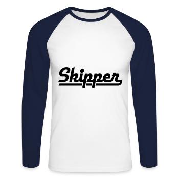 Skipper - Unisex Long Sleeve Baseball T-Shirt - white/navy - Front - Nik (191cm)