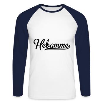 Hebamme - Unisex Baseballshirt langarm - Weiß/Navy - Vorne - Nik (191cm)