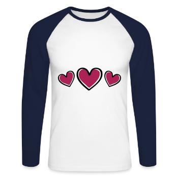 hearts symbol heart love - Unisex Long Sleeve Baseball T-Shirt - white/navy - Front - Nik (191cm)