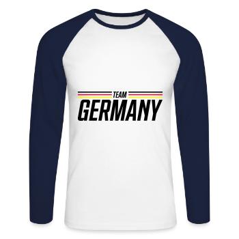 germany team - Unisex Baseballshirt langarm - Weiß/Navy - Vorne - Nik (191cm)