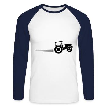 Tracteur Symbole Racer Trekker Bauer - T-shirt baseball manches longues Homme - blanc/marine - Devant - Nik (191cm)
