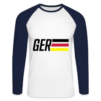 germany flag germany team - Unisex Long Sleeve Baseball T-Shirt - white/navy - Front - Nik (191cm)