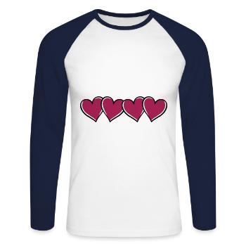 Symbole Hearts - T-shirt baseball manches longues Homme - blanc/marine - Devant - Nik (191cm)