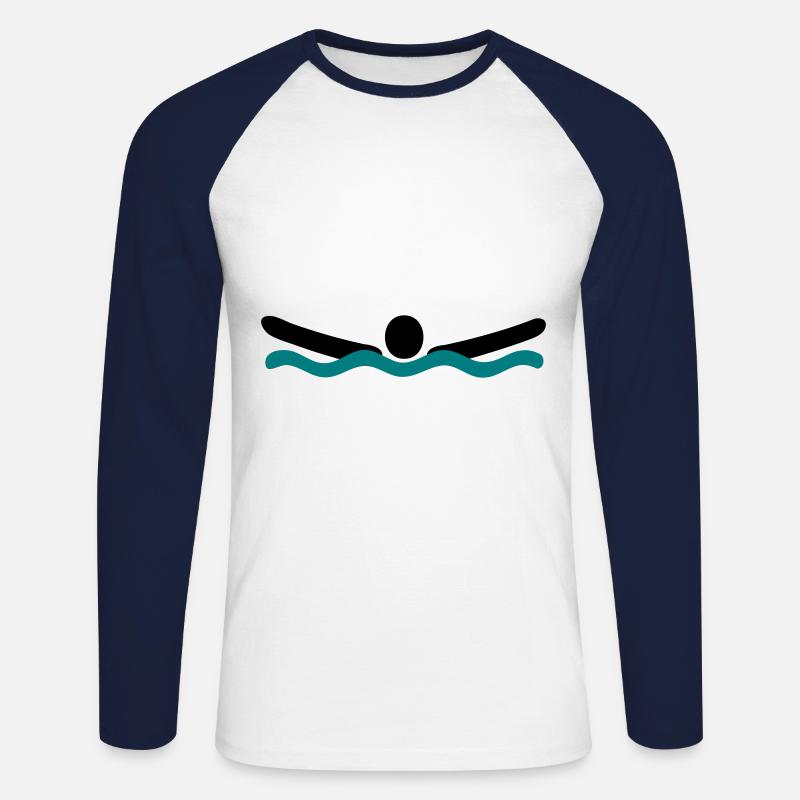 Delfinschwimmen - Unisex Baseballshirt langarm - Weiß/Navy