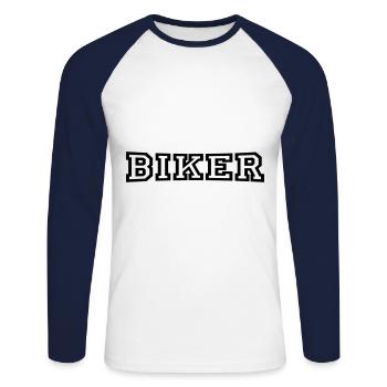 Biker - T-shirt baseball manches longues Homme - blanc/marine - Devant - Nik (191cm)