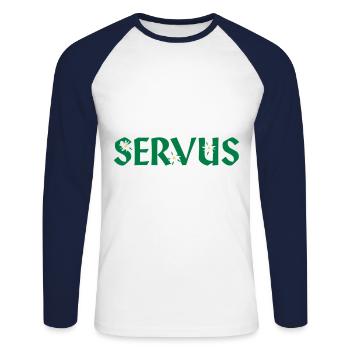 Servus - Unisex Baseballshirt langarm - Weiß/Navy - Vorne - Nik (191cm)