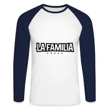 la familia famille sterne - T-shirt baseball manches longues Homme - blanc/marine - Devant - Nik (191cm)