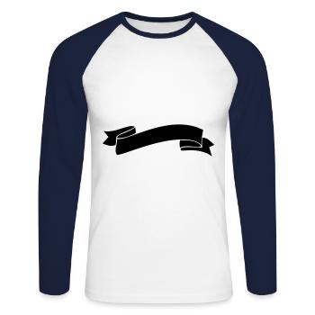 Élément de ruban icône banderole - T-shirt baseball manches longues Homme - blanc/marine - Devant - Nik (191cm)