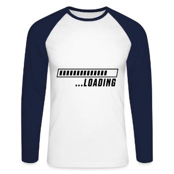 loading ladebalken - Unisex Baseballshirt langarm - Weiß/Navy - Vorne - Nik (191cm)