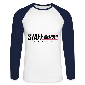staff member - T-shirt baseball manches longues Homme - blanc/marine - Devant - Nik (191cm)