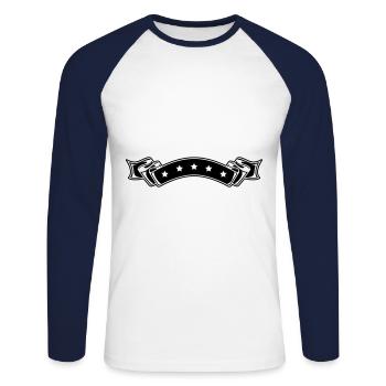 Étoile banderole élément d’ornement - T-shirt baseball manches longues Homme - blanc/marine - Devant - Nik (191cm)