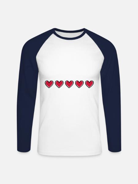 heart symbol - Unisex Long Sleeve Baseball T-Shirt - white/navy