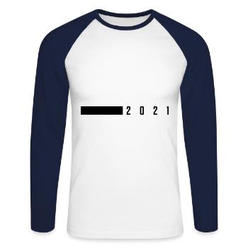 2021 - Unisex Long Sleeve Baseball T-Shirt - white/navy - Front - Nik (191cm)