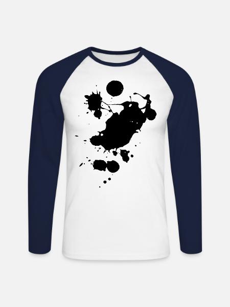 Farbklecks7 - T-shirt baseball manches longues Homme - blanc/marine