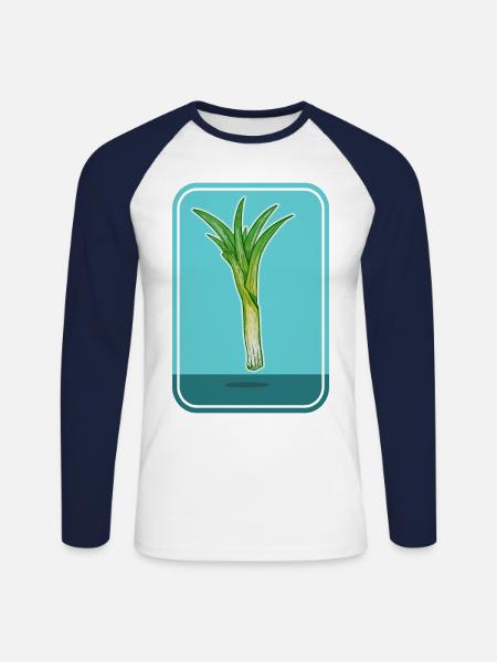 Leek Vegetable Plant - Unisex Long Sleeve Baseball T-Shirt - white/navy