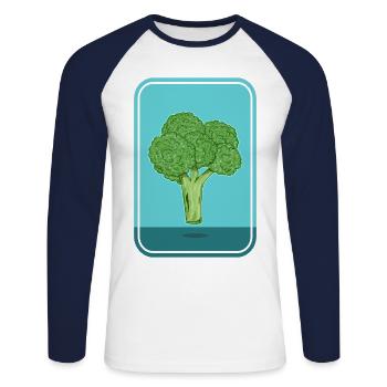 I love broccoli - Unisex Long Sleeve Baseball T-Shirt - white/navy - Front - Nik (191cm)