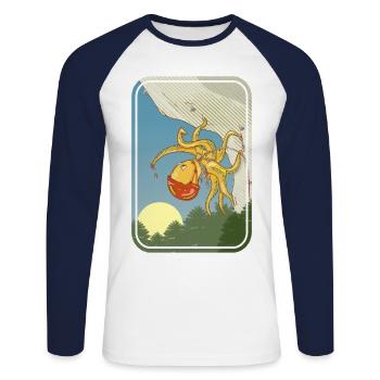 Octopus rock climber - Unisex Long Sleeve Baseball T-Shirt - white/navy - Front - Nik (191cm)