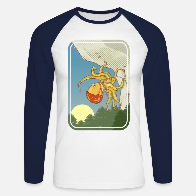 Oktopus-Kletterer - Unisex Baseballshirt langarm - Weiß/Navy