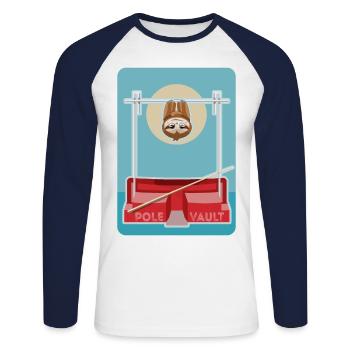 Faultier Leichtathletik Stabhochsprung - Unisex Baseballshirt langarm - Weiß/Navy - Vorne - Nik (191cm)