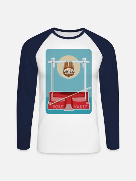 Sloth Athletics Pole Vault - Unisex Long Sleeve Baseball T-Shirt - white/navy