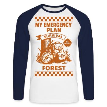 My Emergency Plan Survival Forest Prepper - Unisex Long Sleeve Baseball T-Shirt - white/navy - Front - Nik (191cm)