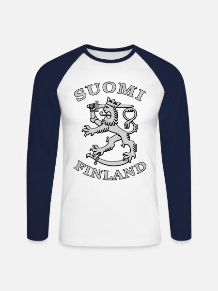 Suomi Finnland Löwe - Unisex Baseballshirt langarm - Weiß/Navy