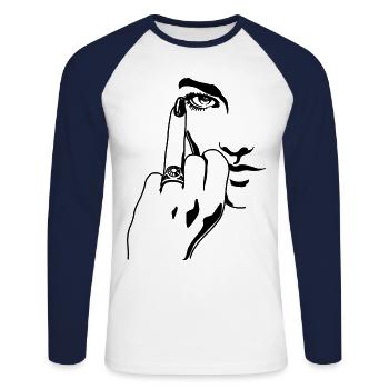 Drôle de majeur Alliance Cadeau de fiançailles - T-shirt baseball manches longues Homme - blanc/marine - Devant - Nik (191cm)