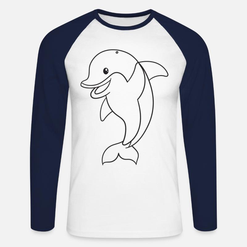 Delphin, Säugetier, Geschenk, Geschenkidee - Unisex Baseballshirt langarm - Weiß/Navy