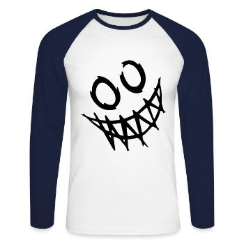Funny smile face - T-shirt baseball manches longues Homme - blanc/marine - Devant - Nik (191cm)